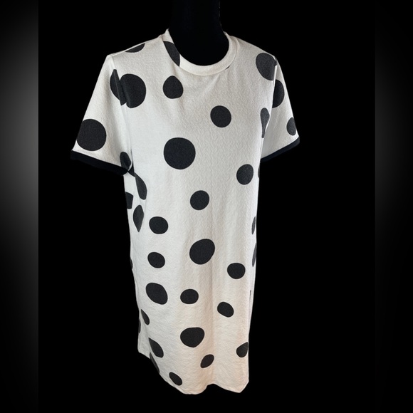 Zara Dresses & Skirts - Zara Trafaluc black and white polkadot oversize pullover MIDI short sleeve dress